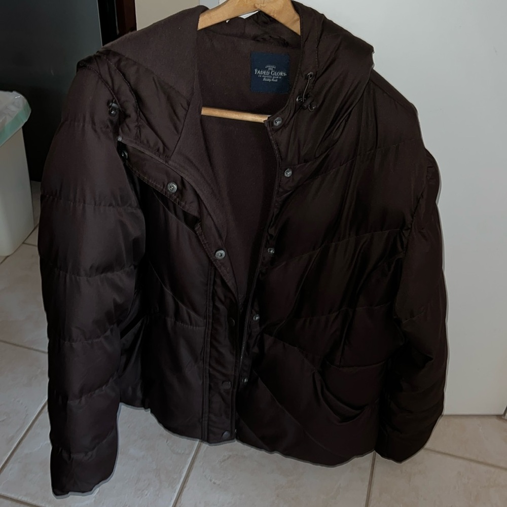 Brown puffer jacket